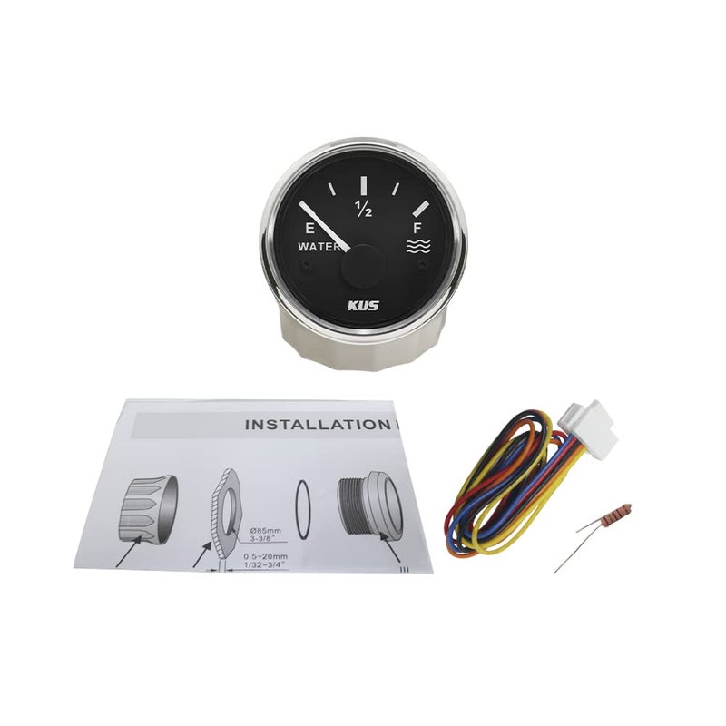 Eling Kus Water Level Gauge Meter Indicator 240-33ohm with Backlight 12V/24V 52mm(2") (Black+Stainless) - Image 5